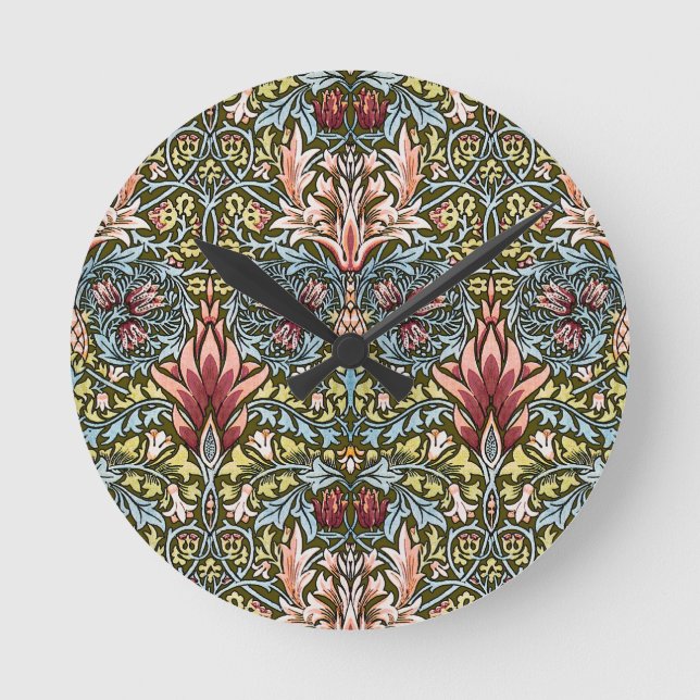 William Morris Snakeshead Floral Pattern Round Clock (Front)