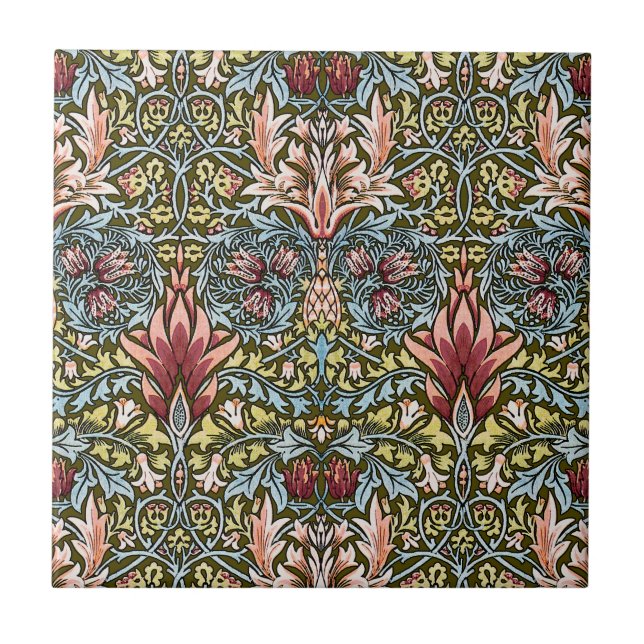 William Morris Snakeshead Floral Pattern Tile (Front)