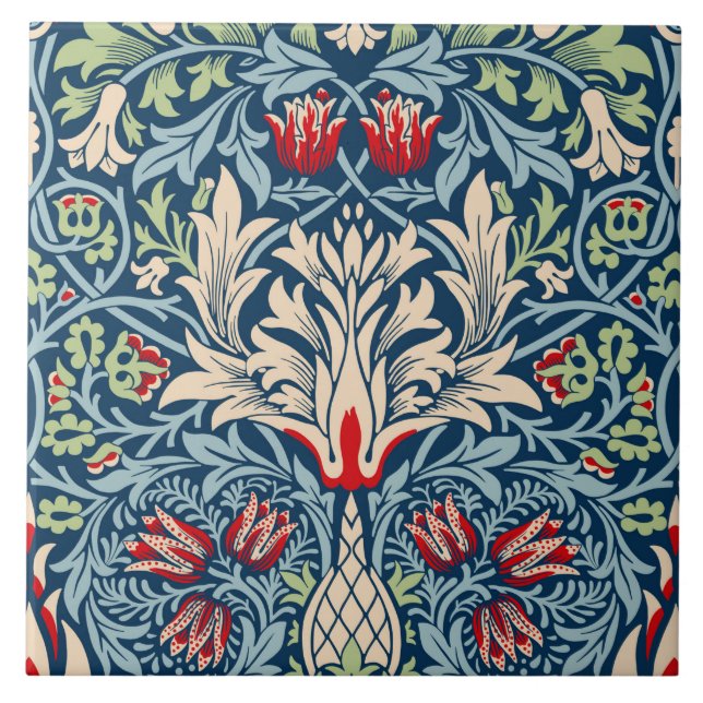 William Morris Snakeshead Fritillary Floral Design Ceramic Tile (Front)
