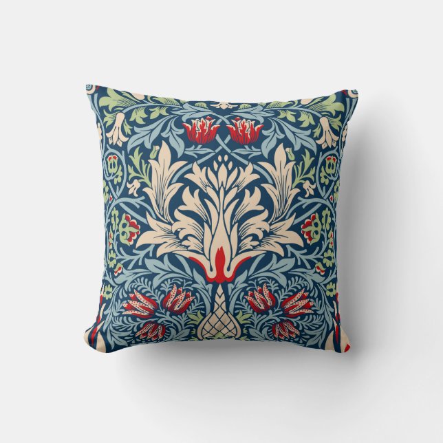 William Morris Snakeshead Fritillary Floral Design Cushion (Front)