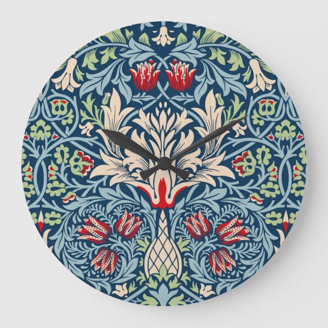 William Morris Snakeshead Fritillary Floral Design Large Clock (Front)