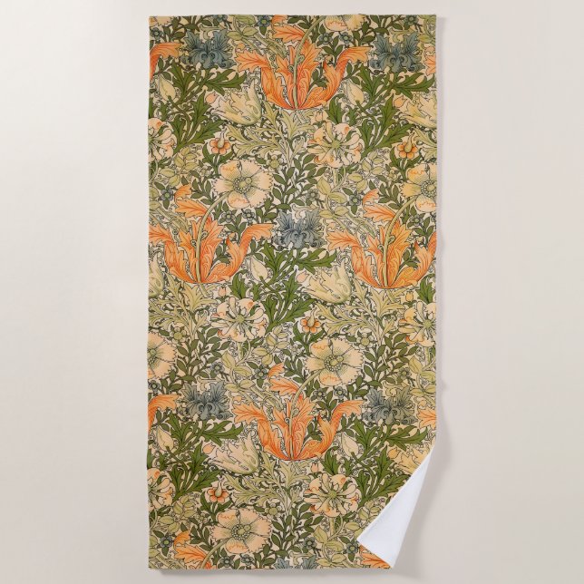 William Morris Spring Compton Flower Festival Beach Towel (Front)