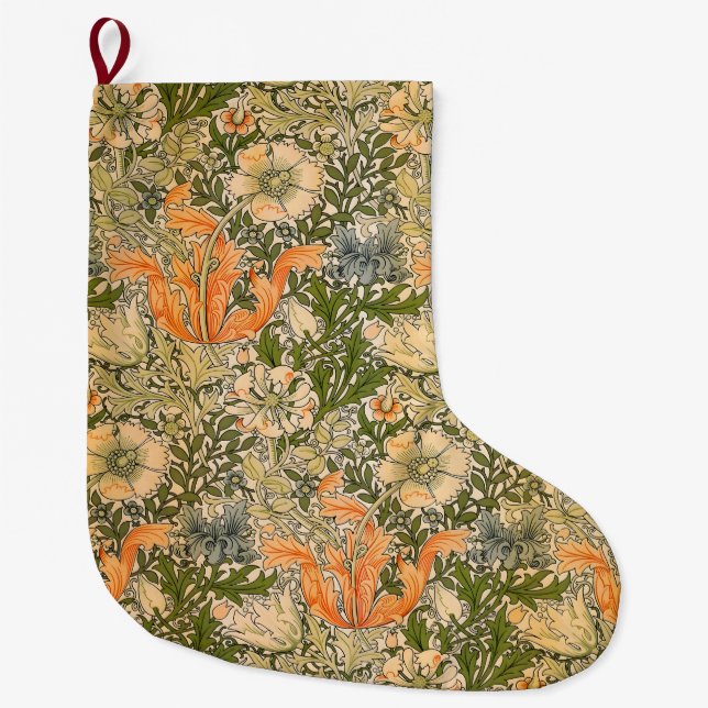 William Morris Spring Compton Flower Festival Large Christmas Stocking (Front)