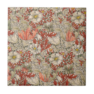 William Morris Spring Compton Flower Vintage Red Ceramic Tile