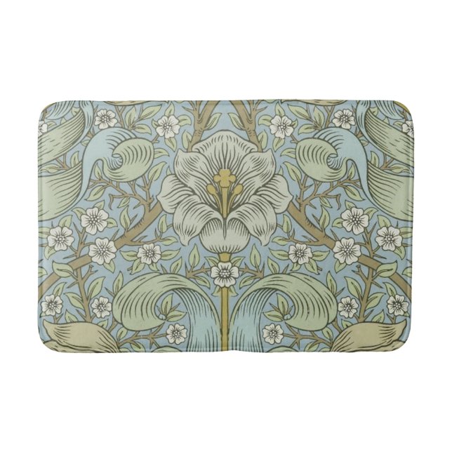 William Morris Spring Thicket: Antique Floral Bath Mat (Front)