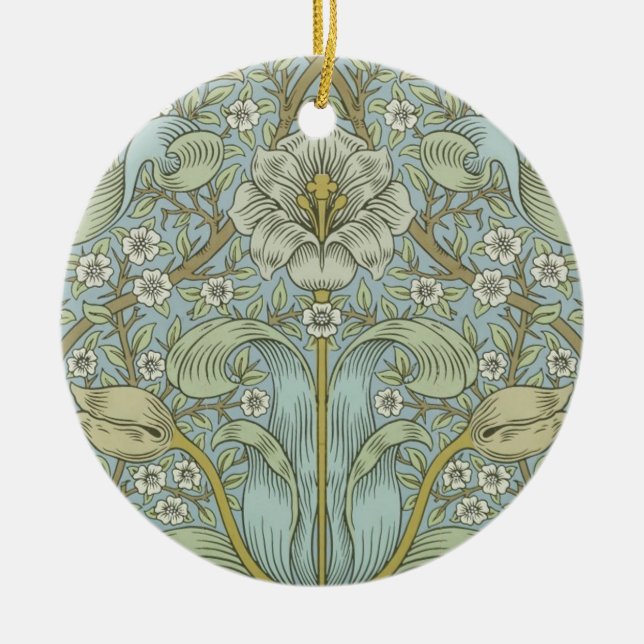 William Morris Spring Thicket: Antique Floral Ceramic Ornament (Front)