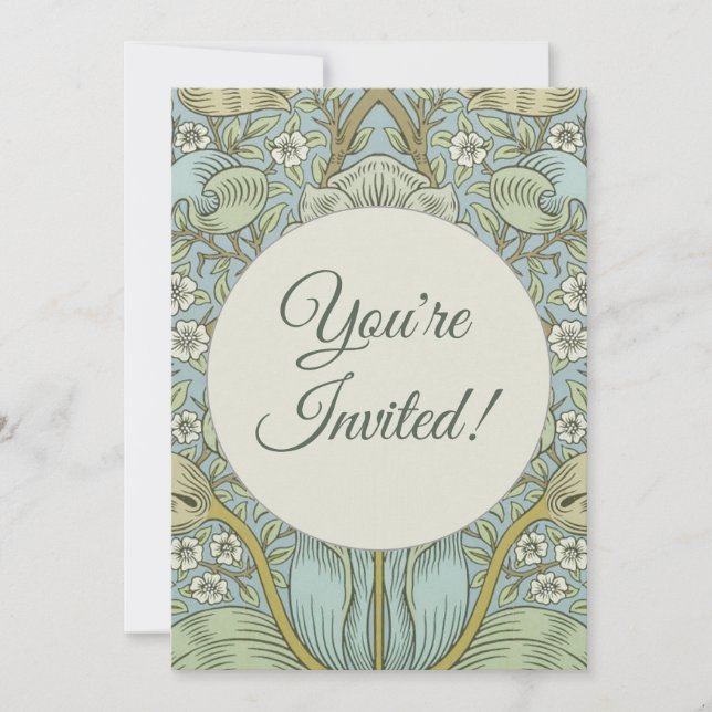 William Morris Spring Thicket: Antique Floral Invitation (Front)