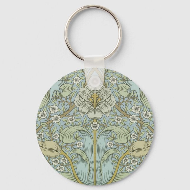 William Morris Spring Thicket: Antique Floral Key Ring (Front)