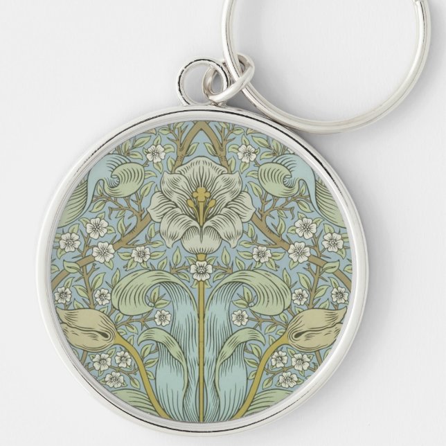 William Morris Spring Thicket: Antique Floral Key Ring (Front)