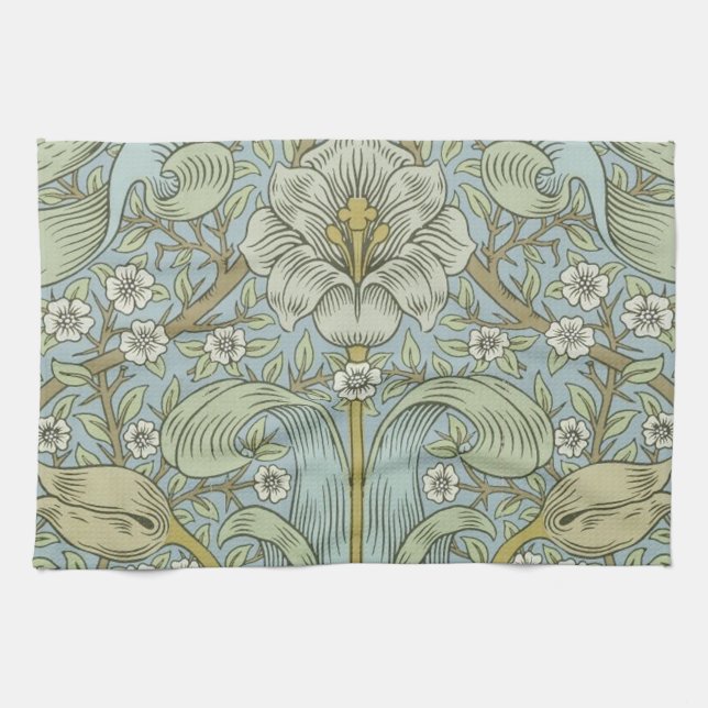 William Morris Spring Thicket: Antique Floral Tea Towel (Horizontal)