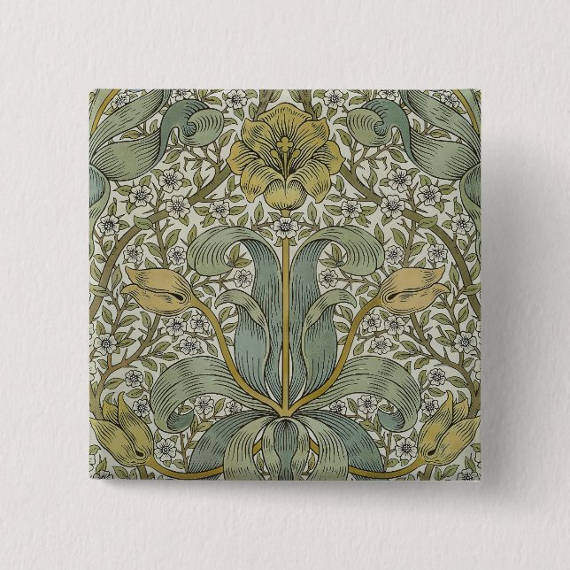 William Morris Spring Thicket Classic Pattern 15 Cm Square Badge (Front)