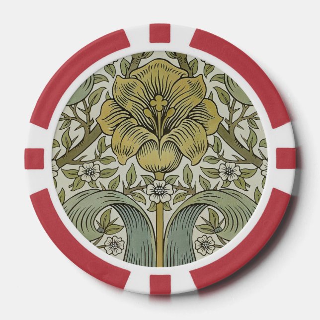 William Morris Spring Thicket Classic Pattern Poker Chips (Front)