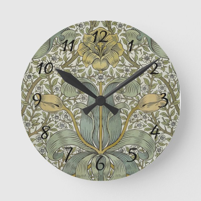 William Morris Spring Thicket Classic Pattern Round Clock (Front)