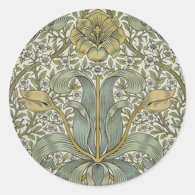 William Morris Spring Thicket Classic Pattern Round Sticker (Front)