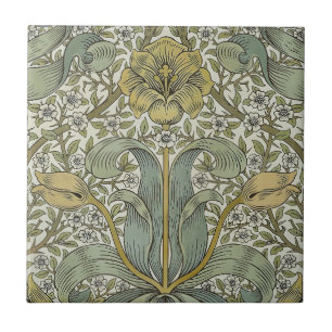 William Morris Spring Thicket Yellow Floral Art Ceramic Tile