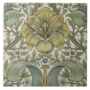 William Morris Spring Thicket Yellow Floral Art Ceramic Tile