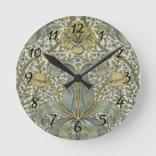 William Morris Spring Thicket Yellow Floral Art Round Clock