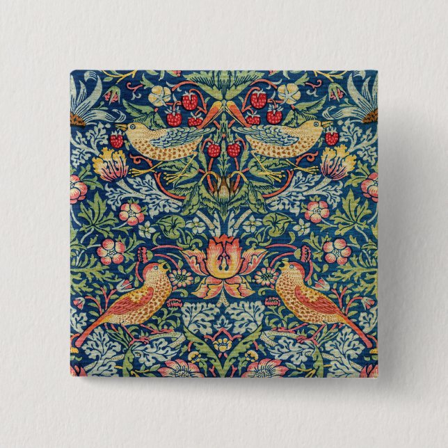 William Morris - Strawberry Thief 15 Cm Square Badge (Front)