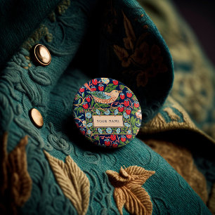 William Morris Strawberry Thief 3 Cm Round Badge