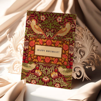 William Morris Strawberry Thief Birthday Card