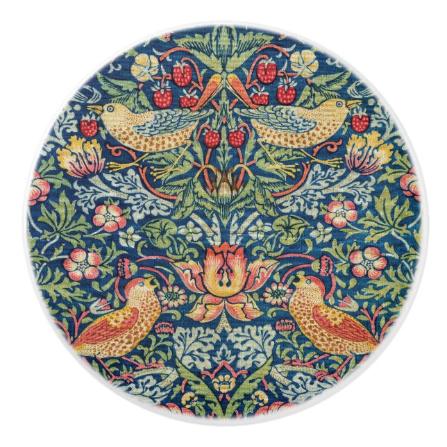 William Morris - Strawberry Thief Ceramic Knob (Front)