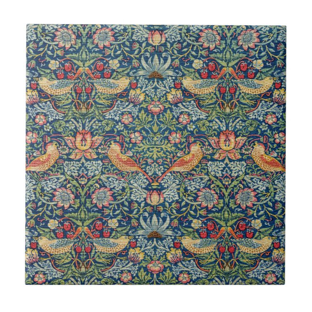 William Morris - Strawberry Thief Ceramic Tile (Front)
