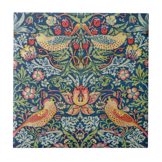 William Morris - Strawberry Thief Ceramic Tile (Front)