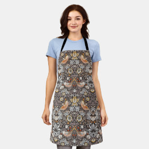 William Morris Strawberry Thief Charcoal Ochre Apron