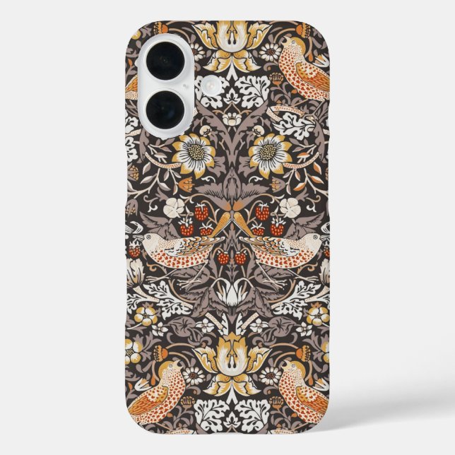 William Morris Strawberry Thief Charcoal Ochre Case-Mate iPhone Case (Back)
