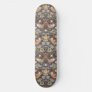 William Morris Strawberry Thief Charcoal Ochre Skateboard