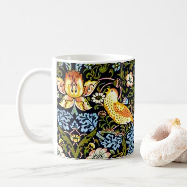 William Morris, Strawberry Thief, Coffee Mug (With Donut)