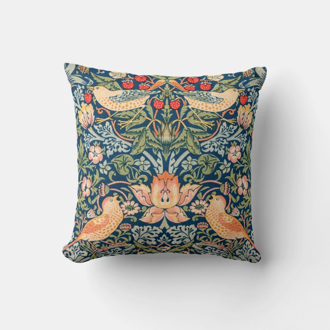 William Morris Strawberry Thief Design Cushion (Front)