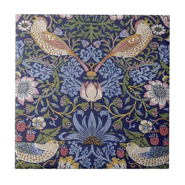 William Morris Strawberry Thief Design Tile (Front)