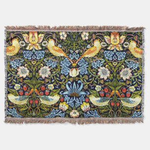 William Morris - Strawberry Thief, famous design Throw Blanket