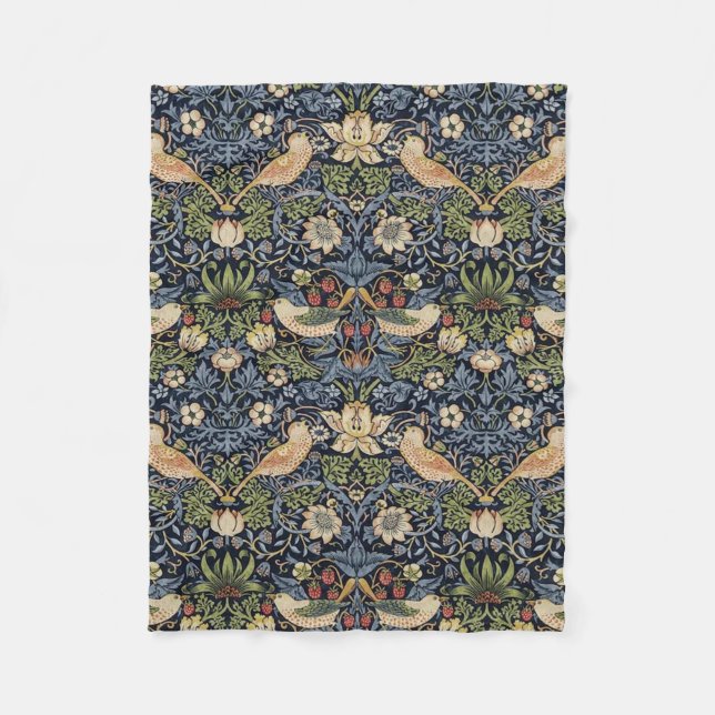 William Morris Strawberry Thief Fleece Blanket (Front)