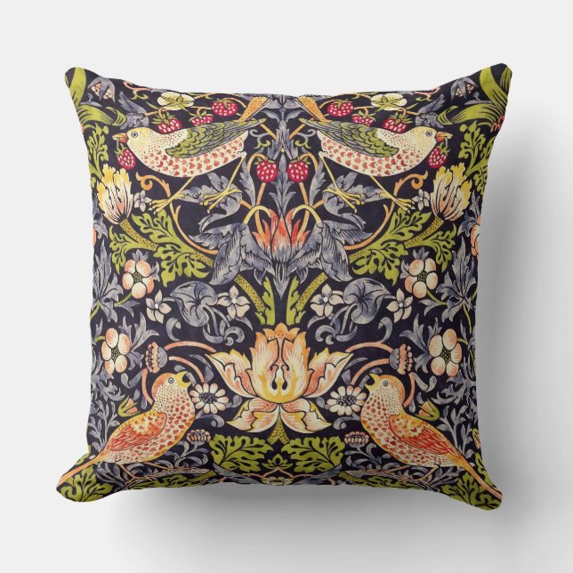 William Morris Strawberry Thief Floral Art Nouveau Cushion (Front)