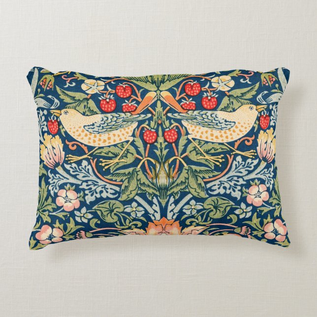 William Morris Strawberry Thief Floral Art Nouveau Decorative Cushion (Front)