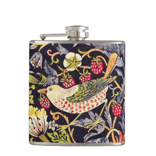 William Morris Strawberry Thief Floral Art Nouveau Hip Flask