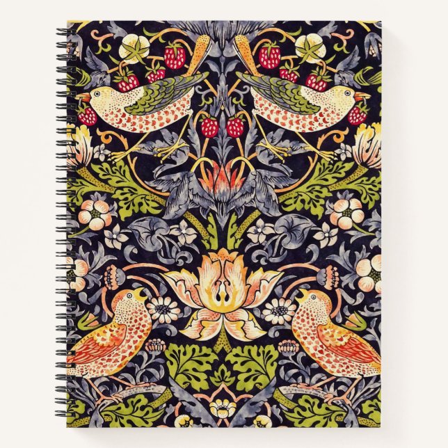 William Morris Strawberry Thief Floral Art Nouveau Notebook (Front)