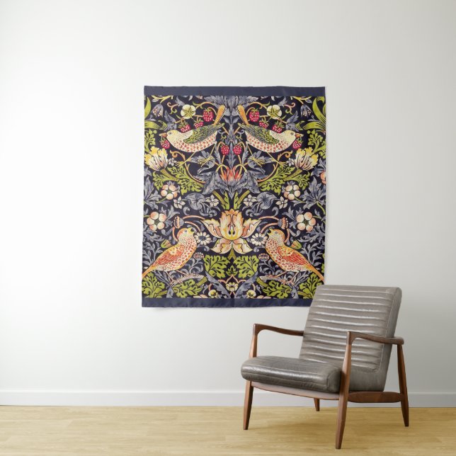 William Morris Strawberry Thief Floral Art Nouveau Tapestry (In Situ)