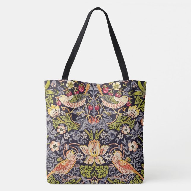 William Morris Strawberry Thief Floral Art Nouveau Tote Bag (Back)