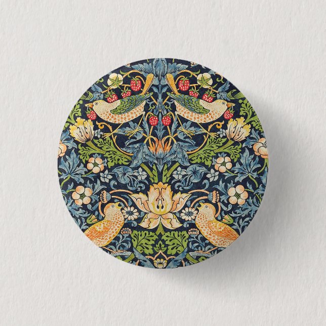 William Morris Strawberry Thief Floral Pattern 3 Cm Round Badge (Front)