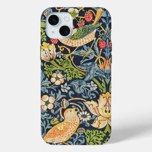 William Morris Strawberry Thief Floral Pattern iPhone 15 Mini Case