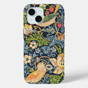 William Morris Strawberry Thief Floral Pattern iPhone 15 Case