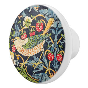 William Morris Strawberry Thief Floral Pattern Ceramic Knob
