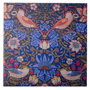 William Morris Strawberry Thief Floral Pattern Ceramic Tile