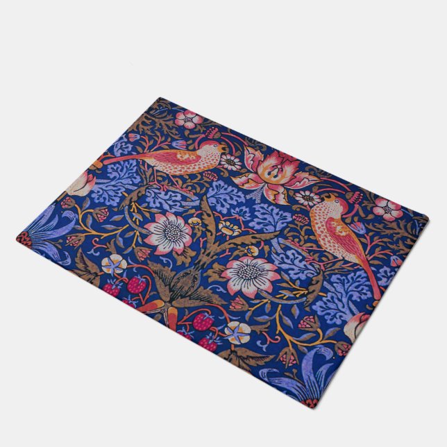 William Morris Strawberry Thief Floral Pattern Doormat (Angled)