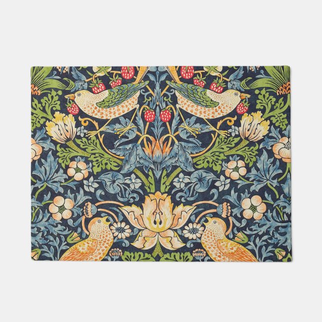 William Morris Strawberry Thief Floral Pattern Doormat (Front)