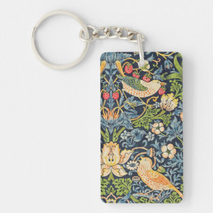 William Morris Strawberry Thief Floral Pattern Key Ring