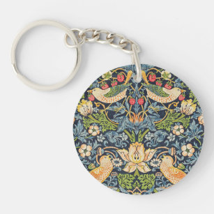 William Morris Strawberry Thief Floral Pattern Key Ring